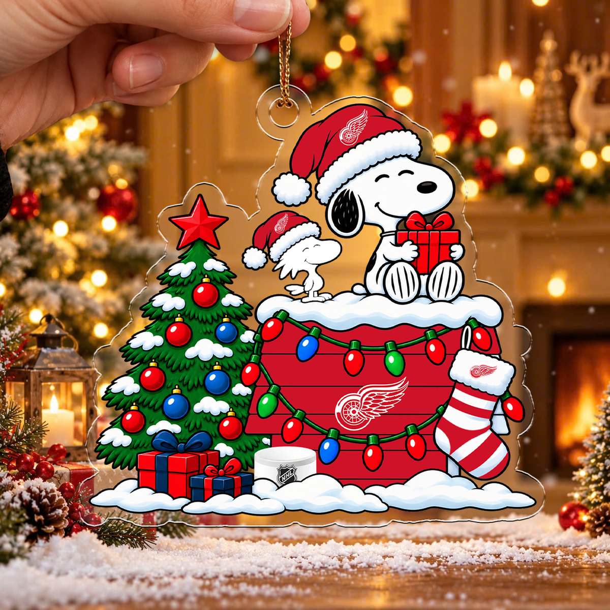 LIMITED DROP - NEW CUSTOMIZED NHL22 DRW DETROIT RED WINGS CHRISTMAS ACRYLIC ORNAMENT