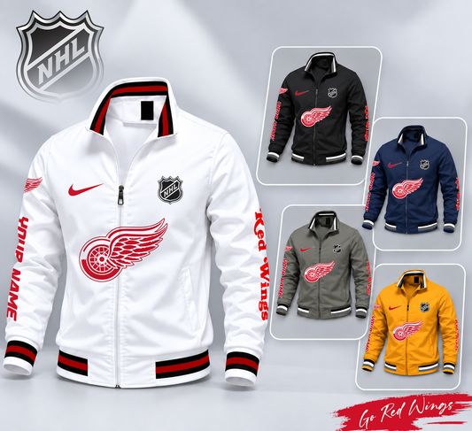 FLASH SALE - NEW CUSTOMIZED NHL22 DRW DETROIT RED WINGS MULTICOLOR MEN'S CASUAL JACKET