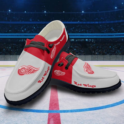 LIMITED EDITION - NEW CUSTOMIZED NHL22 DRW DETROIT RED WINGS PREMIUM LOAFER SHOES