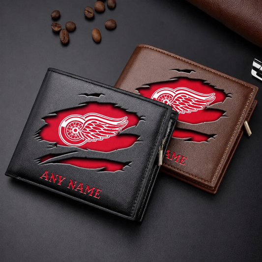 FINAL SALE - NEW CUSTOMIZED NHL22 DRW DETROIT RED WINGS LEATHER WALLET