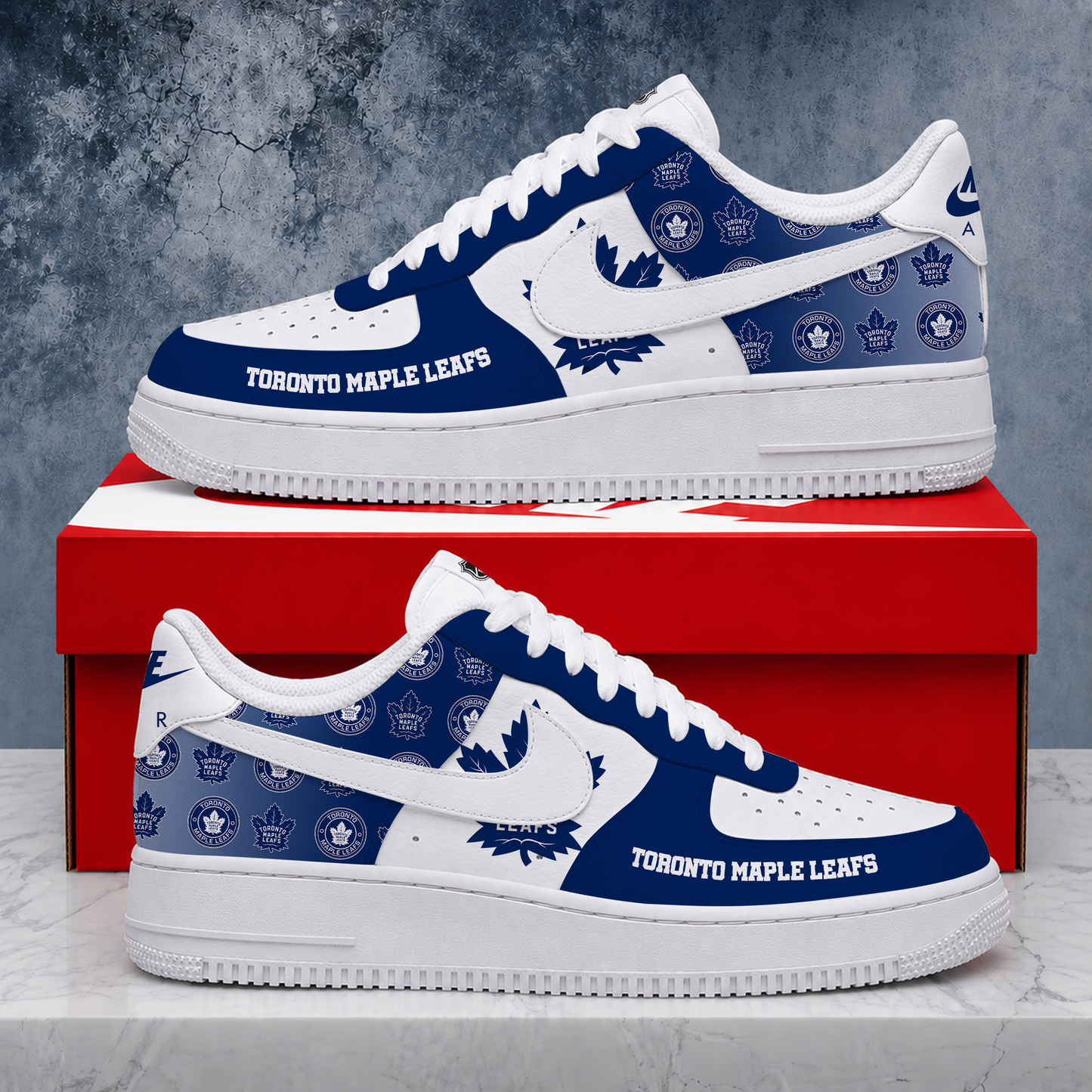 FINAL SALE - NEW CUSTOMIZED NHL23 TML TORONTO MAPLE LEAFS AF1 SHOES