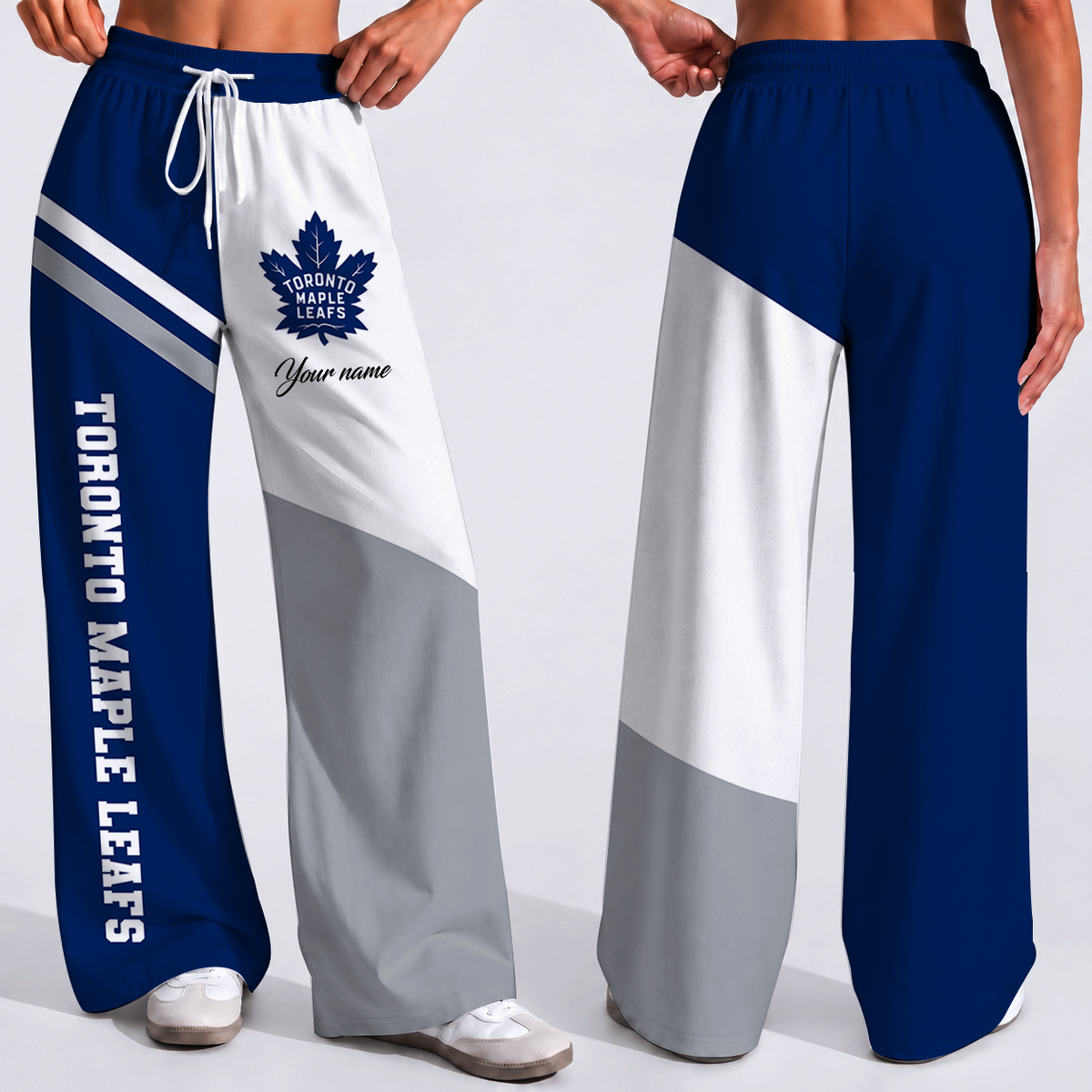 FINAL SALE - NEW CUSTOMIZED NHL23 TML TORONTO MAPLE LEAFS WOMEN'S WIDE LEG PANTS