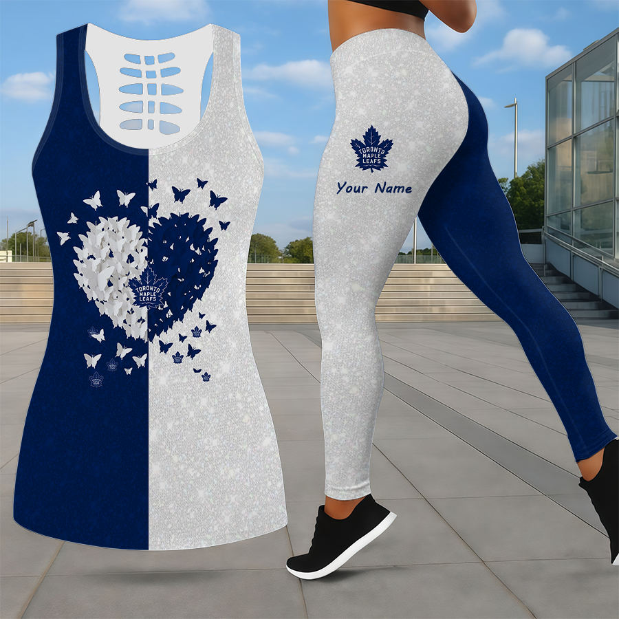 LIMITED EDITION - NEW CUSTOMIZED NHL23 TML TORONTO MAPLE LEAFS LEGGINGS & HOLLOW TANK TOP SET