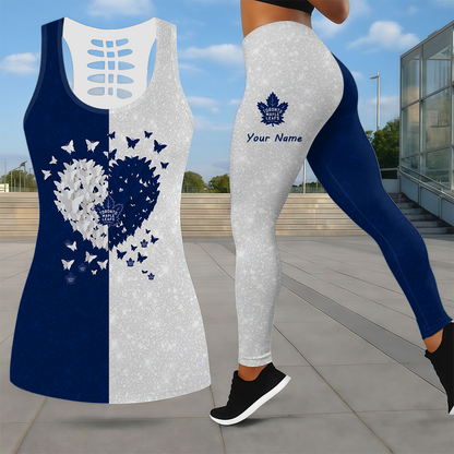 LIMITED EDITION - NEW CUSTOMIZED NHL23 TML TORONTO MAPLE LEAFS LEGGINGS & HOLLOW TANK TOP SET
