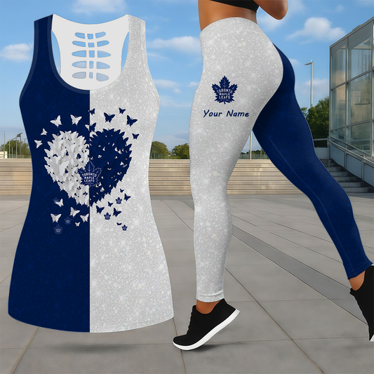 LIMITED EDITION - NEW CUSTOMIZED NHL23 TML TORONTO MAPLE LEAFS LEGGINGS & HOLLOW TANK TOP SET