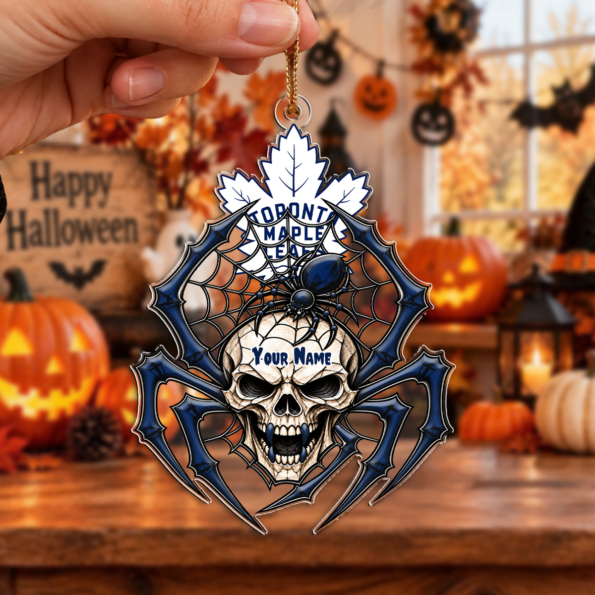 LIMITED EDITION - NEW CUSTOMIZED NHL23 TML TORONTO MAPLE LEAFS HALLOWEEN ACRYLIC ORNAMENT
