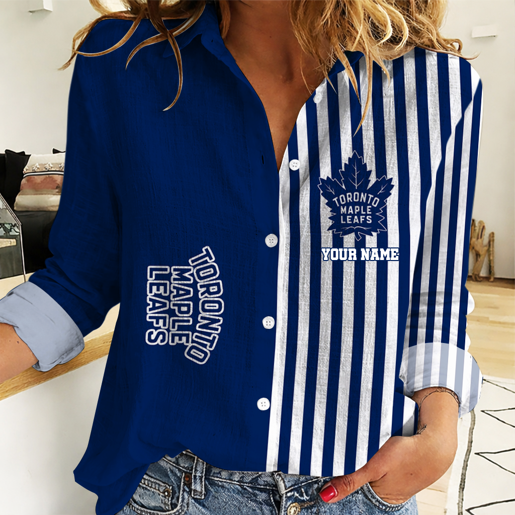 FINAL SALE - NEW CUSTOMIZED NHL23 TML TORONTO MAPLE LEAFS WOMEN CASUAL SHIRT