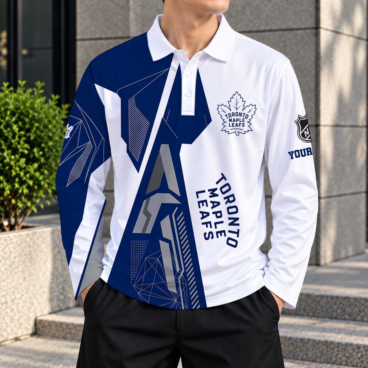 SPECIAL EDITION - NEW CUSTOMIZED NHL23 TML TORONTO MAPLE LEAFS MEN LONG SLEEVE POLO