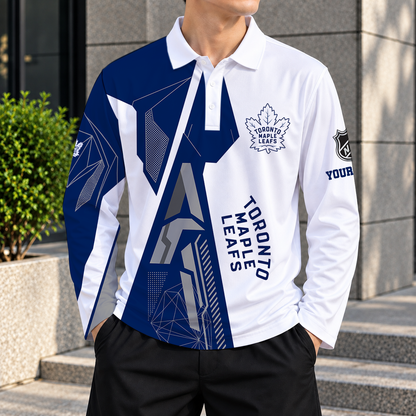 SPECIAL EDITION - NEW CUSTOMIZED NHL23 TML TORONTO MAPLE LEAFS MEN LONG SLEEVE POLO