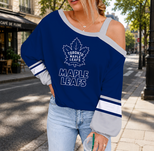 FINAL SALE - NEW CUSTOMIZED NHL23 TML TORONTO MAPLE LEAFS DROP SHOULDER SWEATSHIRT
