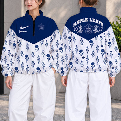 LIMITED EDITION - NEW CUSTOMIZED NHL23 TML TORONTO MAPLE LEAFS V-NECK ZIPPER SWEATSHIRT JACKET