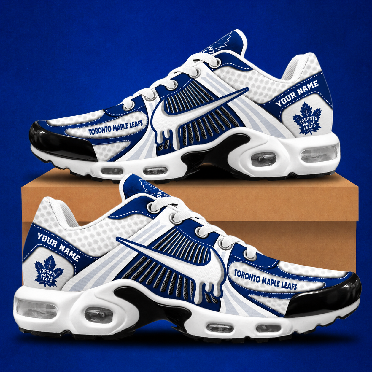 HOT DEAL - NEW CUSTOMIZED NHL23 TML TORONTO MAPLE LEAFS AIR MAX PLUS SNEAKERS