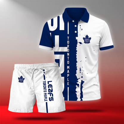 LIMITED EDITION - NEW CUSTOMIZED NHL23 TML TORONTO MAPLE LEAFS POLO & SHORT PANTS SET