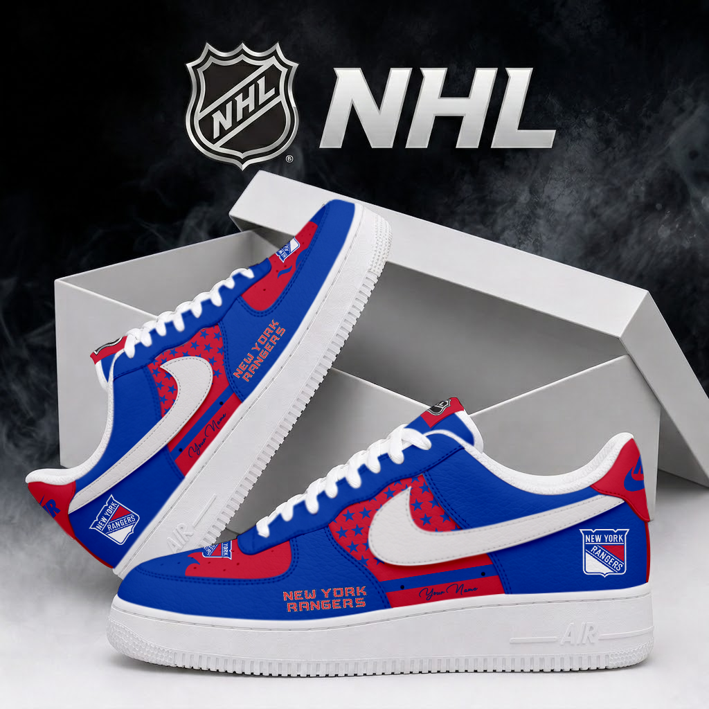 LIMITED EDITION - NEW CUSTOMIZED NHL24 NYR NEW YORK RANGERS AF1 SHOES