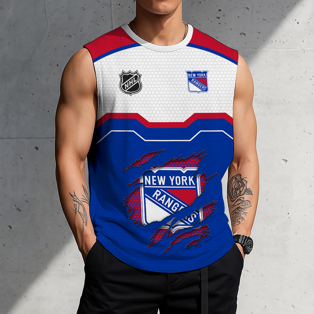 LIMITED EDITION - NEW CUSTOMIZED NHL24 NYR NEW YORK RANGERS MEN'S GYM SHIRT