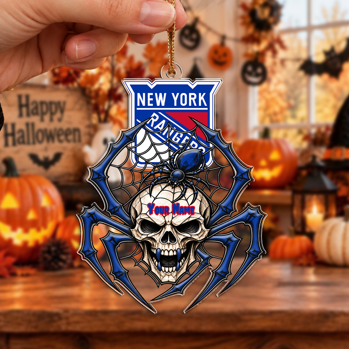 LIMITED EDITION - NEW CUSTOMIZED NHL24 NYR NEW YORK RANGERS HALLOWEEN ACRYLIC ORNAMENT