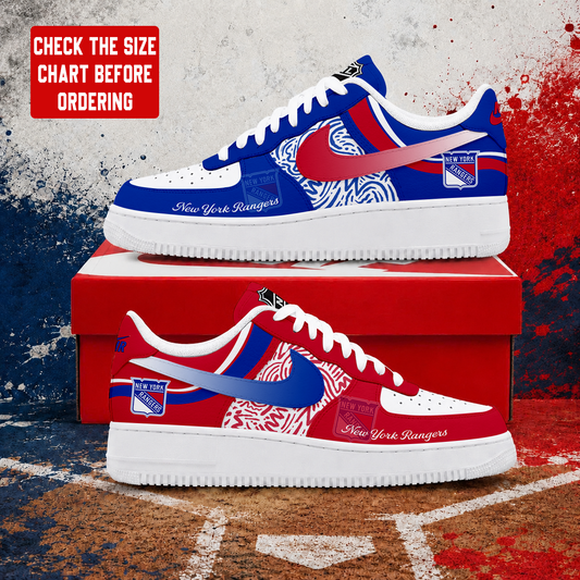 LIMITED EDITION - NEW CUSTOMIZED NHL24 NYR NEW YORK RANGERS AF1 SHOES