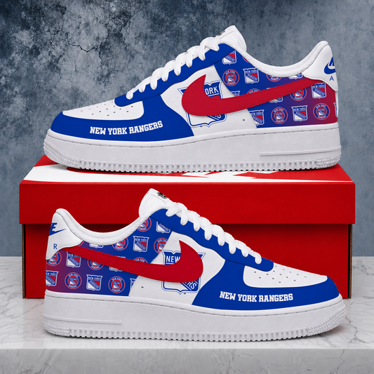 FINAL SALE - NEW CUSTOMIZED NHL24 NYR NEW YORK RANGERS AF1 SHOES