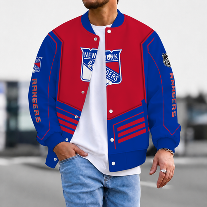 LIMITED EDITION - NEW CUSTOMIZED NHL24 NYR NEW YORK RANGERS SATIN VARSITY JACKET & BASEBALL JACKET
