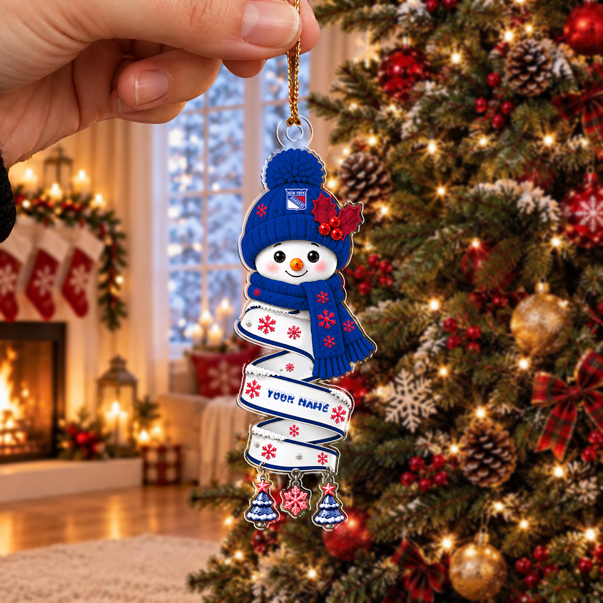 SPECIAL EDITION - NEW CUSTOMIZED NHL24 NYR NEW YORK RANGERS CHRISTMAS ACRYLIC ORNAMENT