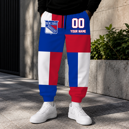 VIRAL EDITION - NEW CUSTOMIZED NHL24 NYR NEW YORK RANGERS SWEATPANTS