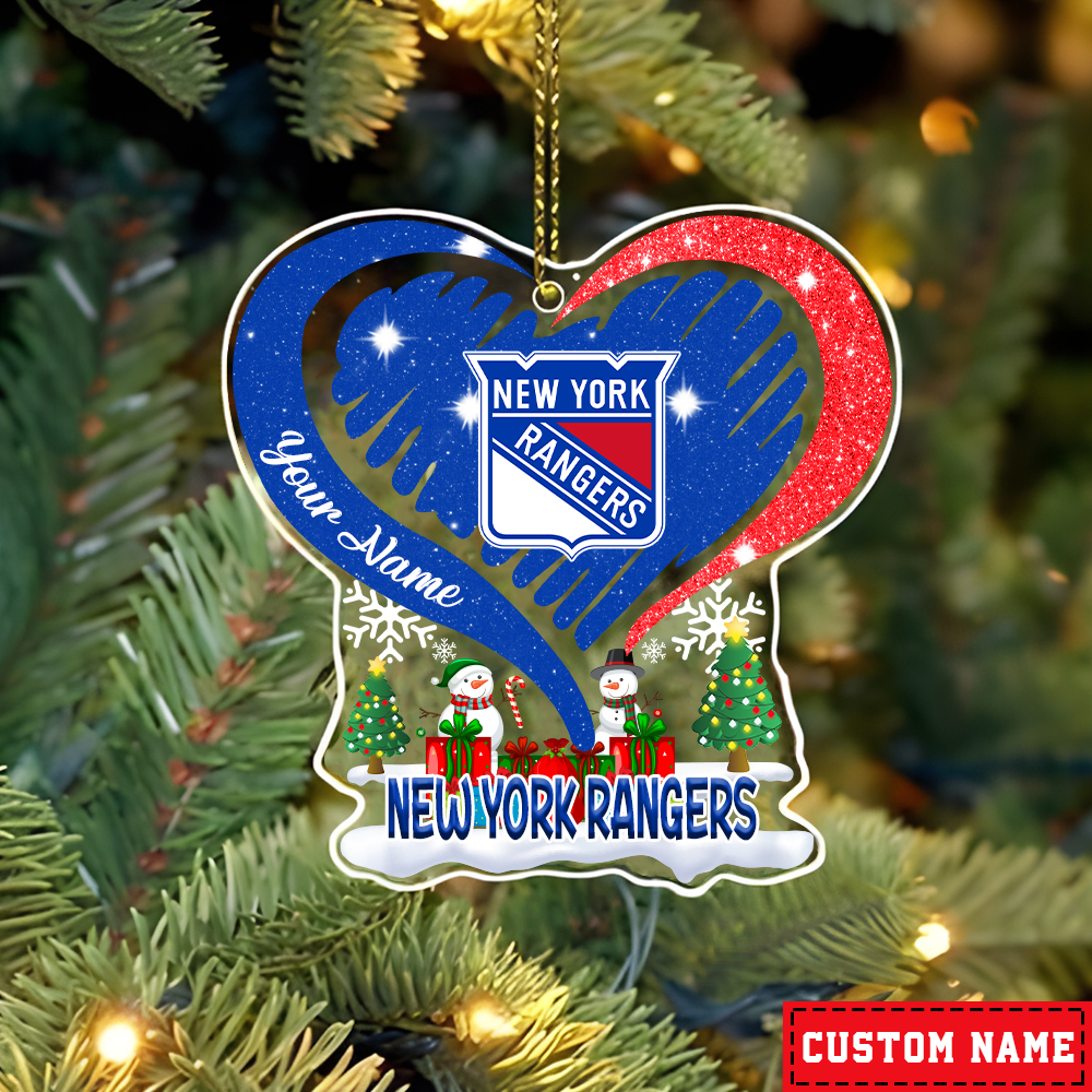 FINAL SALE - NEW CUSTOMIZED NHL24 NYR NEW YORK RANGERS CHRISTMAS ACRYLIC ORNAMENT