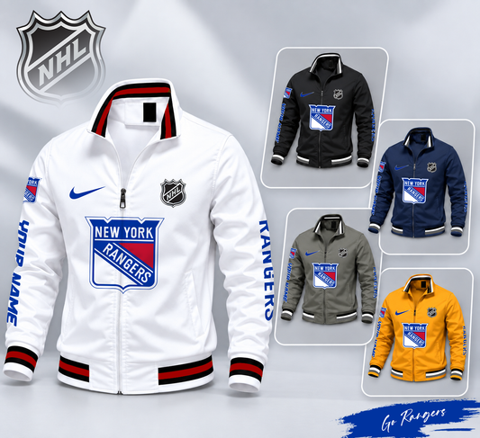 FLASH SALE - NEW CUSTOMIZED NHL24 NYR NEW YORK RANGERS MULTICOLOR MEN'S CASUAL JACKET