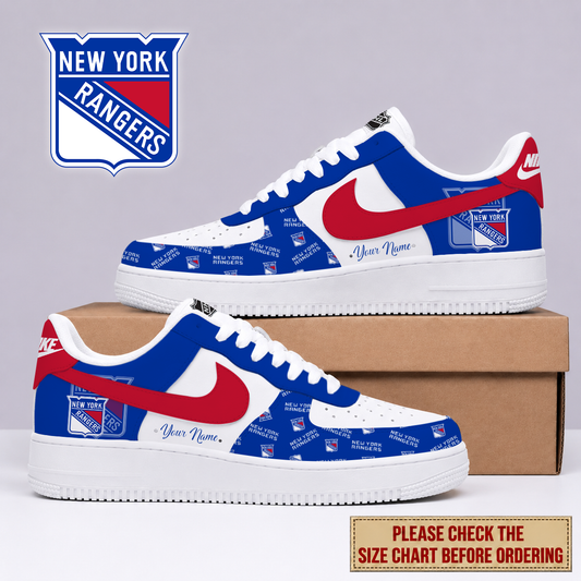 FINAL SALE - NEW CUSTOMIZED NHL24 NYR NEW YORK RANGERS AF1 SHOES