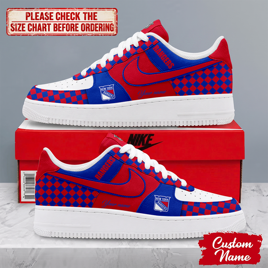 LIMITED EDITION - NEW CUSTOMIZED NHL24 NYR NEW YORK RANGERS AF1 SHOES
