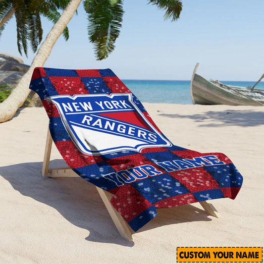 LIMITED EDITION - NEW CUSTOMIZED NHL24 NYR NEW YORK RANGERS BEACH TOWEL FOR FAN