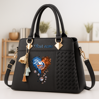 LIMITED EDITION - NEW CUSTOMIZED NHL25 NYI NEW YORK ISLANDERS ZIP HANDBAG MULTICOLOR