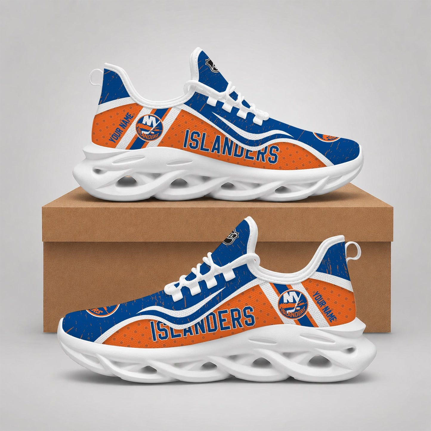 LIMITED EDITION - NEW CUSTOMIZED NHL25 NYI NEW YORK ISLANDERS CLUNKY SNEAKERS