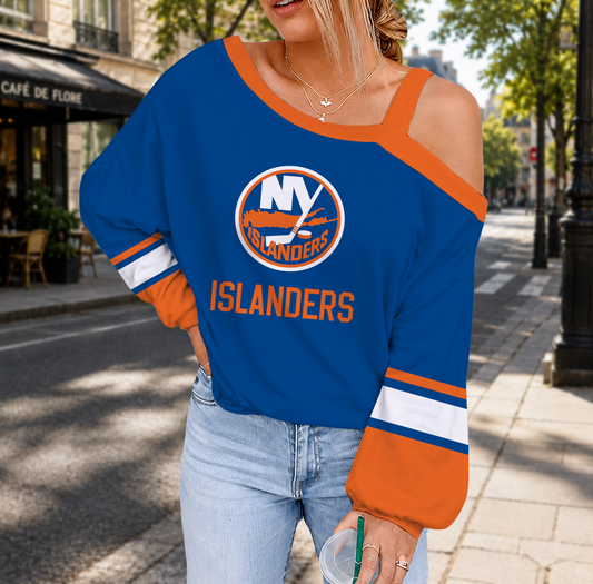 FINAL SALE - NEW CUSTOMIZED NHL25 NYI NEW YORK ISLANDERS DROP SHOULDER SWEATSHIRT