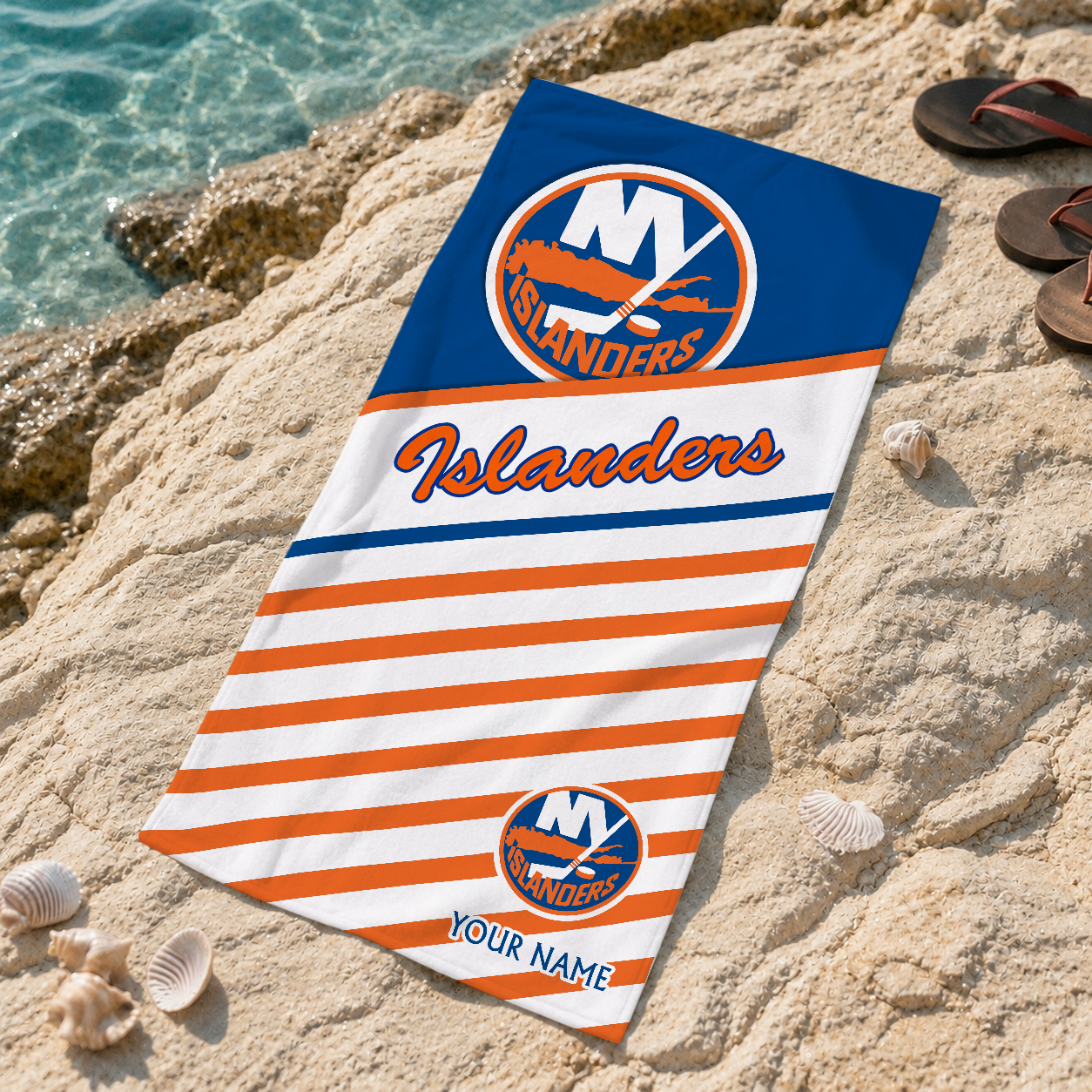 FINAL SALE - NEW CUSTOMIZED NHL25 NYI NEW YORK ISLANDERS BEACH TOWEL