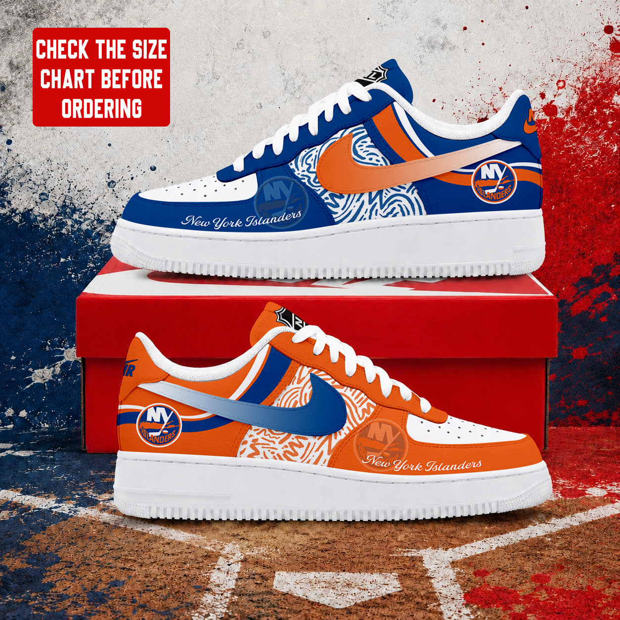 LIMITED EDITION - NEW CUSTOMIZED NHL25 NYI NEW YORK ISLANDERS AF1 SHOES