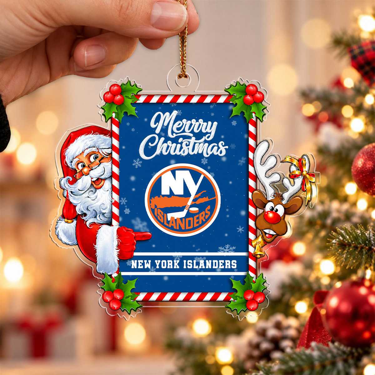 FLASH SALE - NEW CUSTOMIZED NHL25 NYI NEW YORK ISLANDERS CHRISTMAS ACRYLIC ORNAMENT