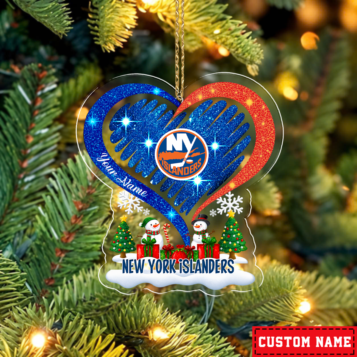 FINAL SALE - NEW CUSTOMIZED NHL25 NYI NEW YORK ISLANDERS CHRISTMAS ACRYLIC ORNAMENT