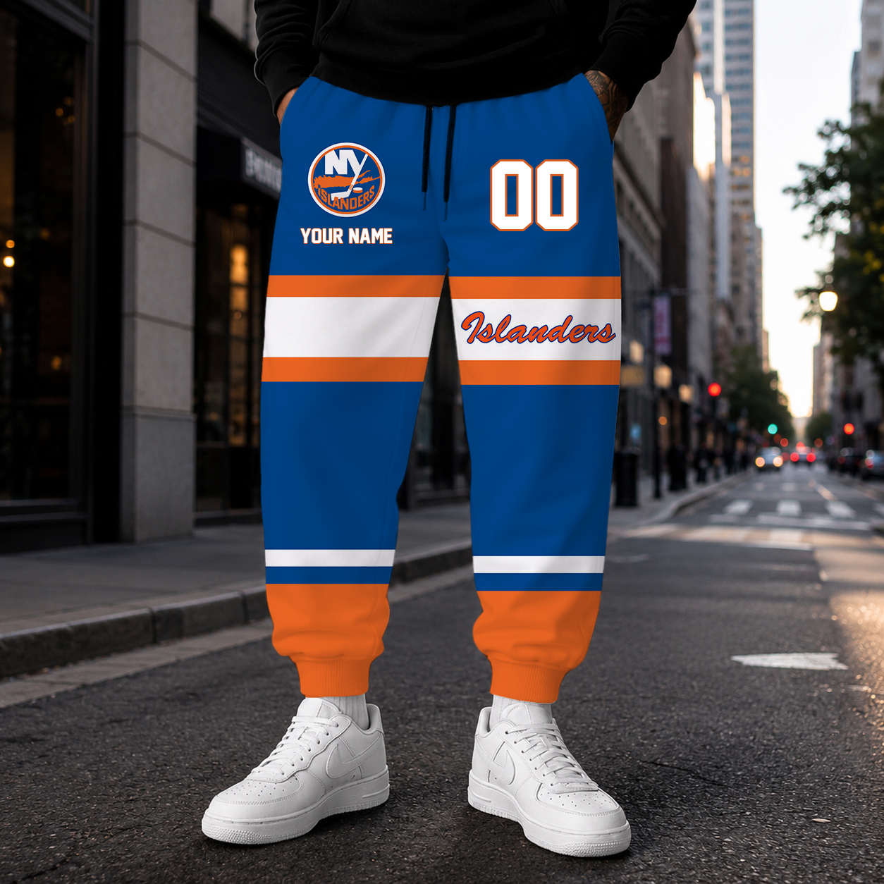 HOT DEAL - NEW CUSTOMIZED NHL25 NYI NEW YORK ISLANDERS SWEATPANTS