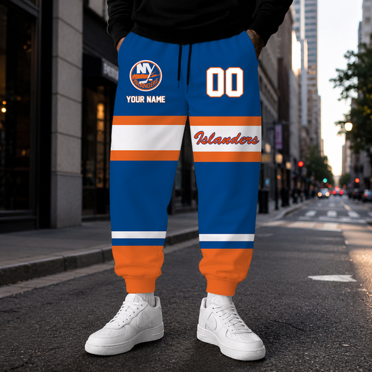 HOT DEAL - NEW CUSTOMIZED NHL25 NYI NEW YORK ISLANDERS SWEATPANTS