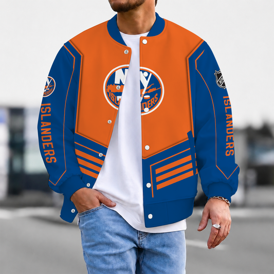 LIMITED EDITION - NEW CUSTOMIZED NHL25 NYI NEW YORK ISLANDERS SATIN VARSITY JACKET & BASEBALL JACKET