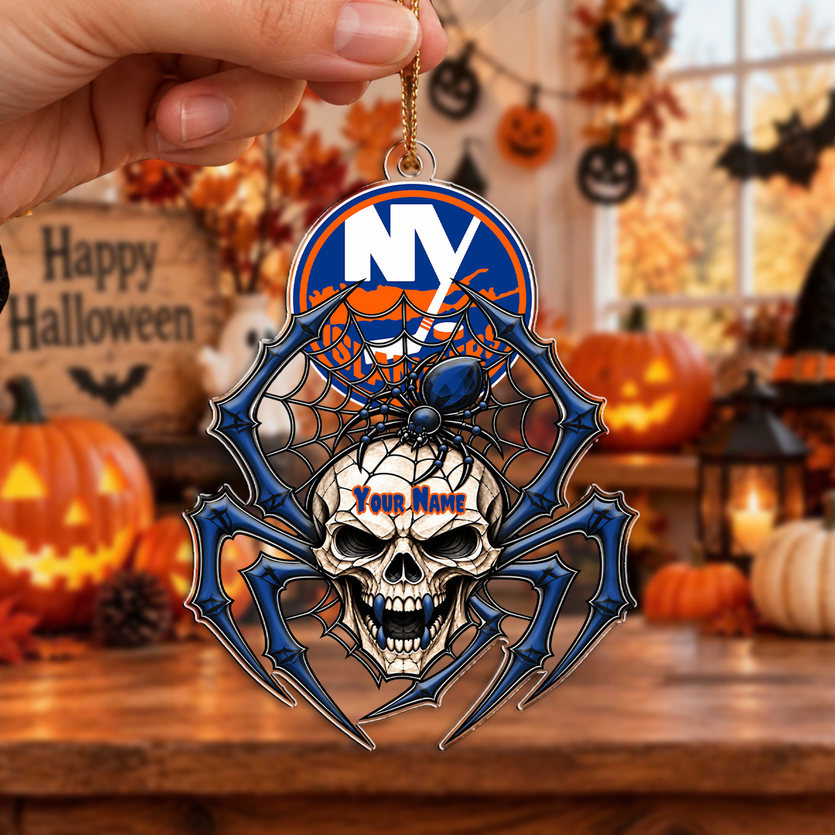 LIMITED EDITION - NEW CUSTOMIZED NHL25 NYI NEW YORK ISLANDERS HALLOWEEN ACRYLIC ORNAMENT