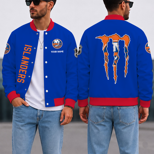 LIMITED EDITION - NEW CUSTOMIZED NHL25 NYI NEW YORK ISLANDERS SATIN VARSITY JACKET & BASEBALL JACKET