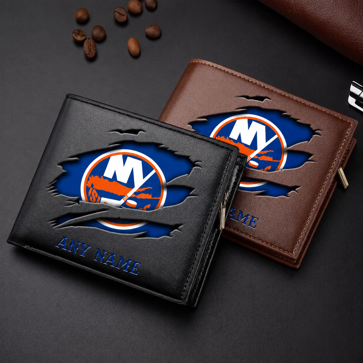 FINAL SALE - NEW CUSTOMIZED NHL25 NYI NEW YORK ISLANDERS LEATHER WALLET