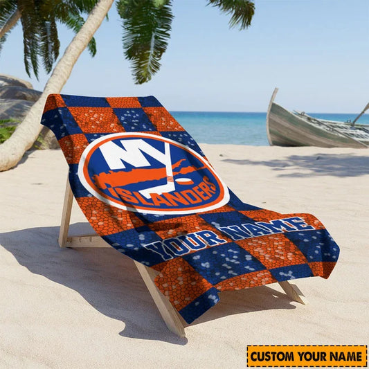 LIMITED EDITION - NEW CUSTOMIZED NHL25 NYI NEW YORK ISLANDERS BEACH TOWEL FOR FAN