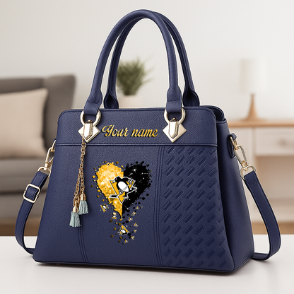 LIMITED EDITION - NEW CUSTOMIZED NHL26 PBP PITTSBURGH PENGUINS ZIP HANDBAG MULTICOLOR