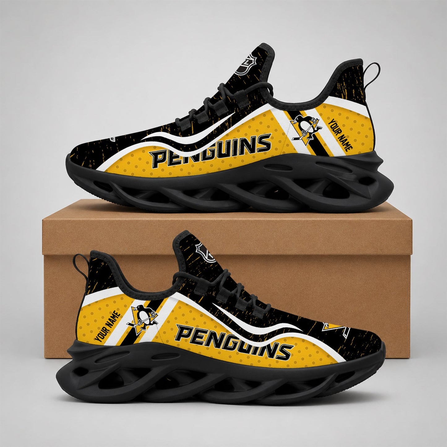LIMITED EDITION - NEW CUSTOMIZED NHL26 PBP PITTSBURGH PENGUINS CLUNKY SNEAKERS