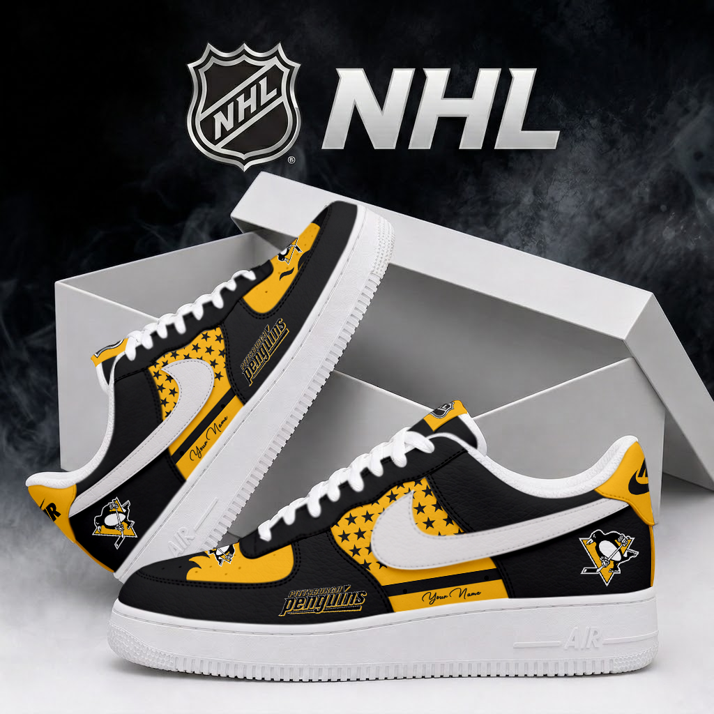 LIMITED EDITION - NEW CUSTOMIZED NHL26 PBP PITTSBURGH PENGUINS AF1 SHOES
