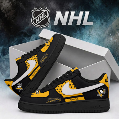 LIMITED EDITION - NEW CUSTOMIZED NHL26 PBP PITTSBURGH PENGUINS AF1 SHOES