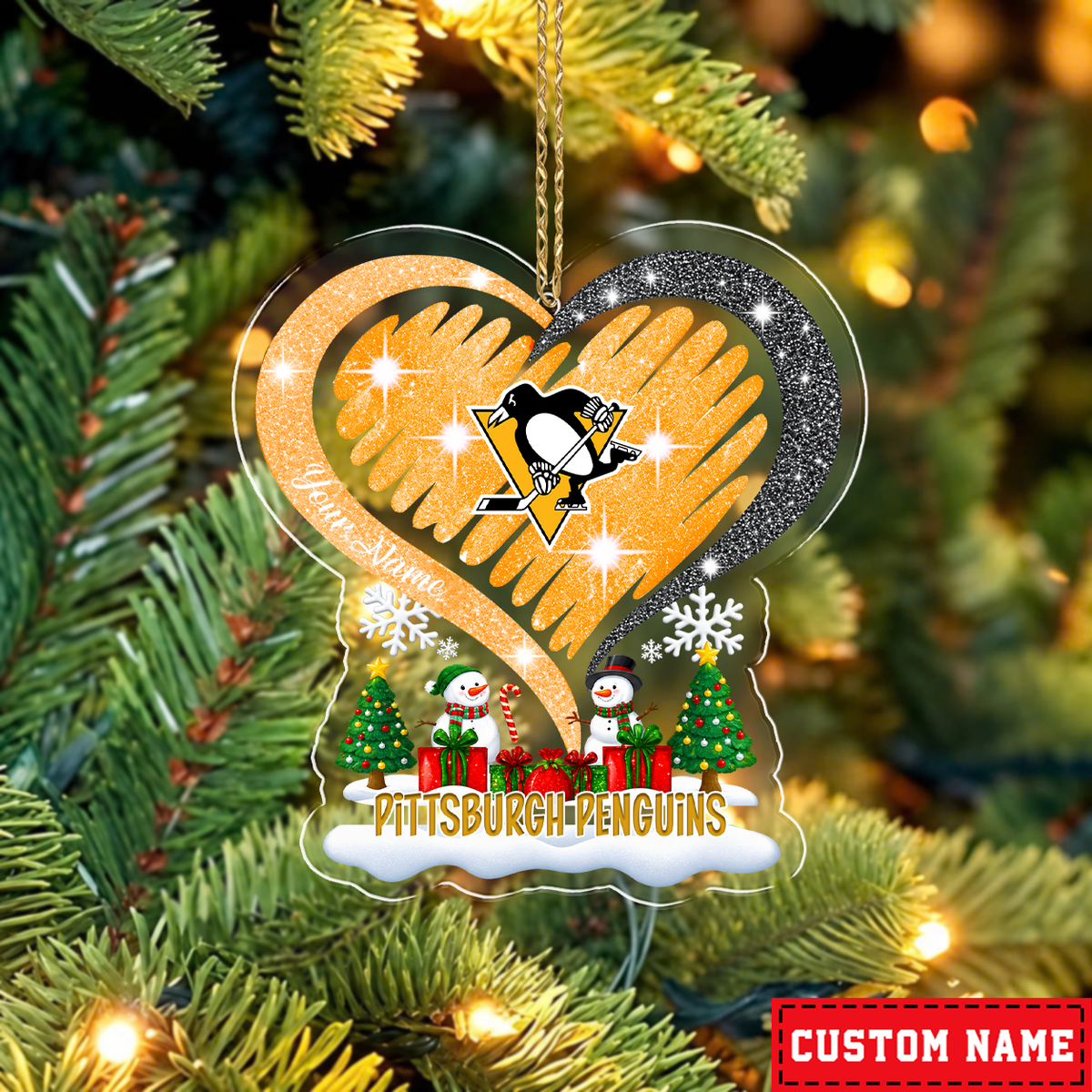 FINAL SALE - NEW CUSTOMIZED NHL26 PBP PITTSBURGH PENGUINS CHRISTMAS ACRYLIC ORNAMENT