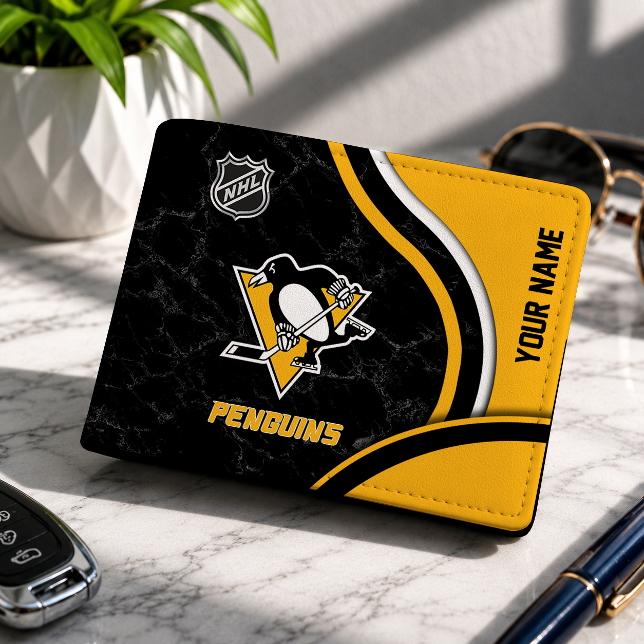 FINAL CLEARANCE - NEW CUSTOMIZED NHL26 PBP PITTSBURGH PENGUINS LEATHER WALLET